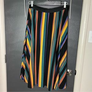 Striped Midi Flared Skirt